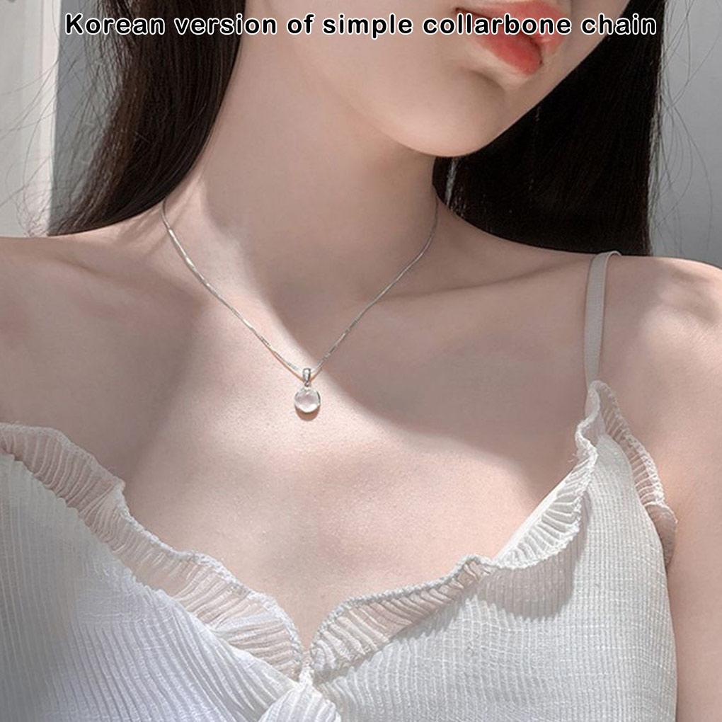 2Pcs Women Geometric Pendant Necklace Steel Chains Neck Decor Ornaments Ladies Jewelry for Dating Party Jewelries