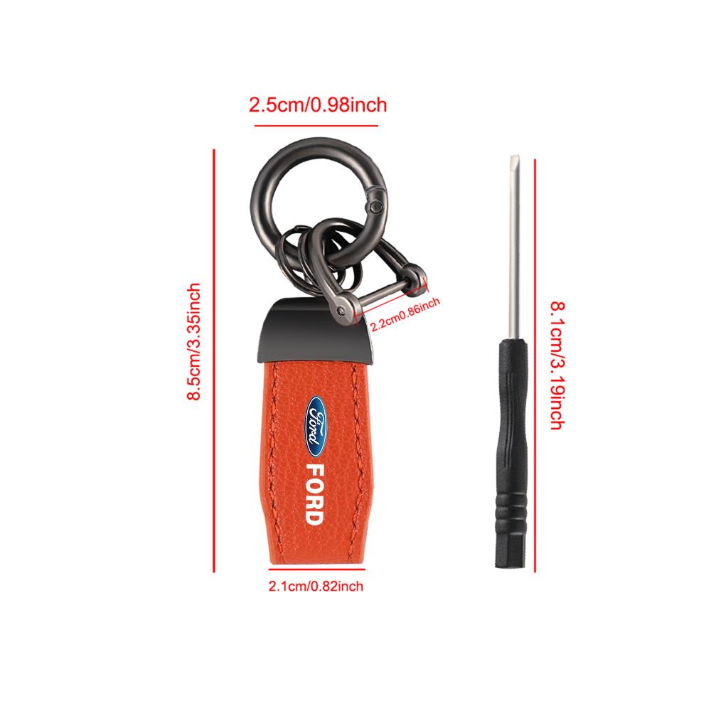 UENT8 Leather Car Keychain Key Chain Ring Pendant Styling Accessories For Ford Ranger Focus 3 Taurus Kuga Mustang Mondeo Fusion Escort
