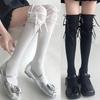 Lolita Long Socks Women Bandage Ribbon Bow Sweet Girls Kawaii Sexy Middle Tube Socks Ballet Style Solid Color Black White Socks