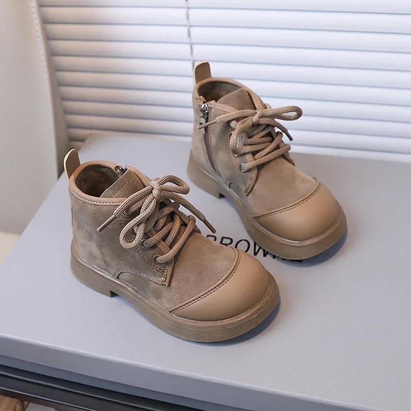 Классические женские ботильоны, универсальные лоскутные зимние ботинки для детей, модные, теплые, нескользящие, детские повседневные хлопковые ботинки, новинка