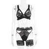 Hollow Out Strappy Black  Fetish Lingerie Women  Clothing