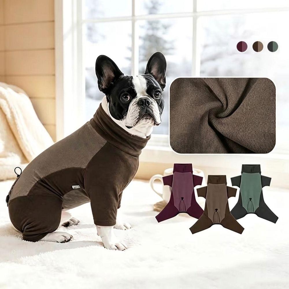 Эластичный флисовый комбинезон для собаки, ветрозащитный, зимний домашний костюм для собаки, теплая пижама для собаки, для холодной погоды