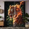 2-PCS HD Digital Black Color Dominating Tiger Curtains Home Decorating Style Decoration Living Room Bedroom Through Rod Curtai