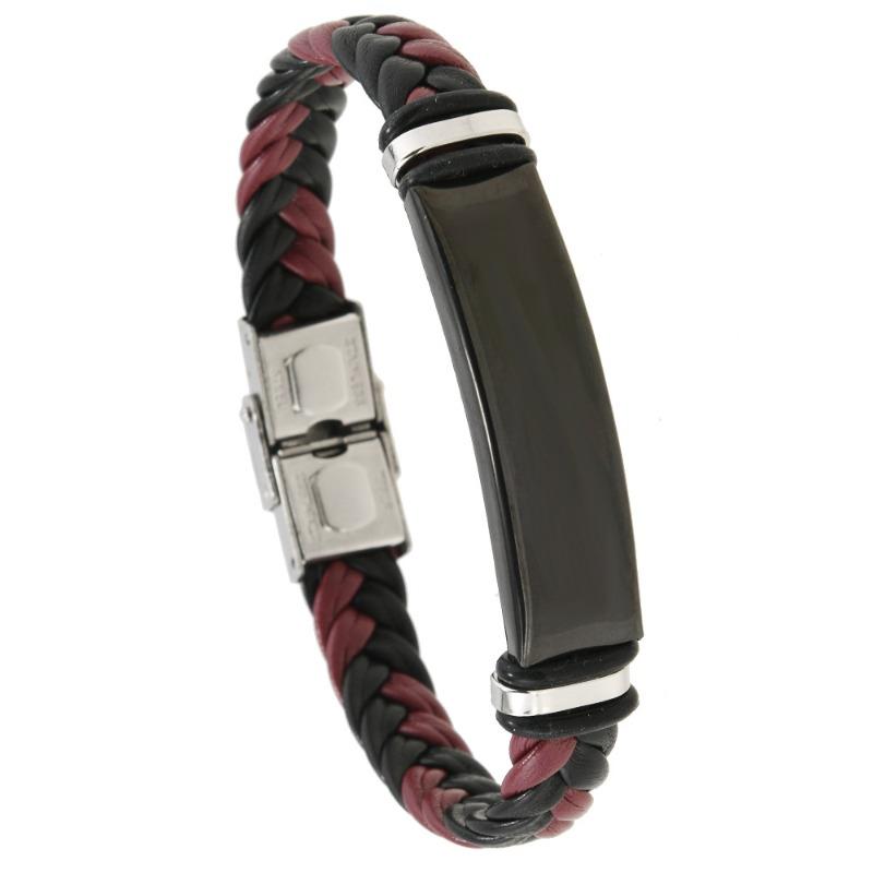 Beautiful jewelry braided stainless steel men bracelet casual glossy leather bracelet bracelet