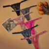 4pcs Fashion Hollow Out Lace Thongs Transparent Low Waist Women Panties Mesh Underwear T-back Briefs Ladies Underpants