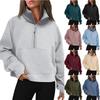 Shoulder Sleeves, Women's Autumn and Winter Fleece Loose Jacket, Half Zip Shirt, Long Sleeved Sweatshirt