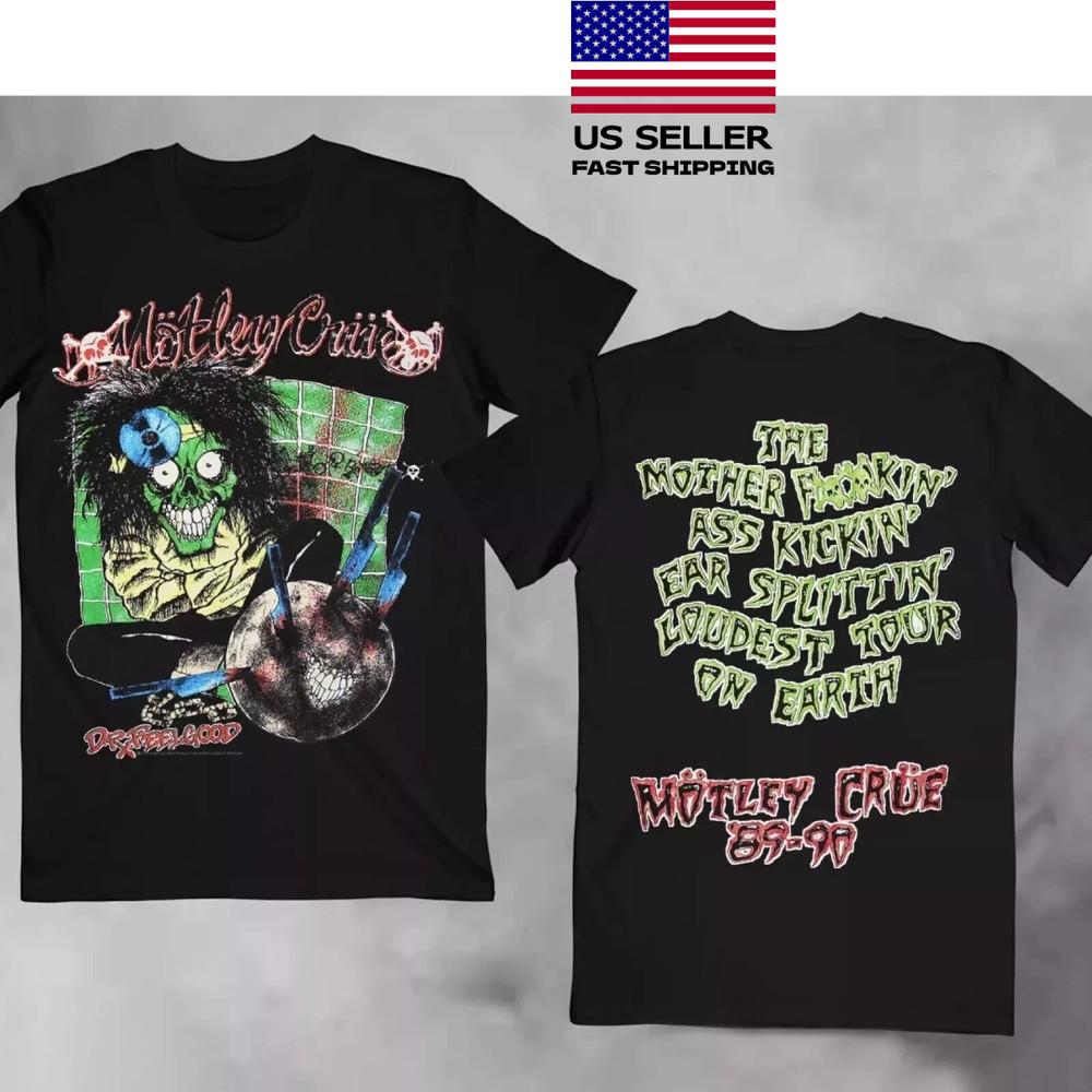 Новая футболка унисекс с принтом Motley Crue Dr Feelgood Tour 80-х, ретро, черная, с принтом с двух сторон WA0265