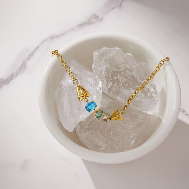 Elegant Gold Plated Zircon Fish Earrings Minimalist Drop Design For Women Stylish Accessory