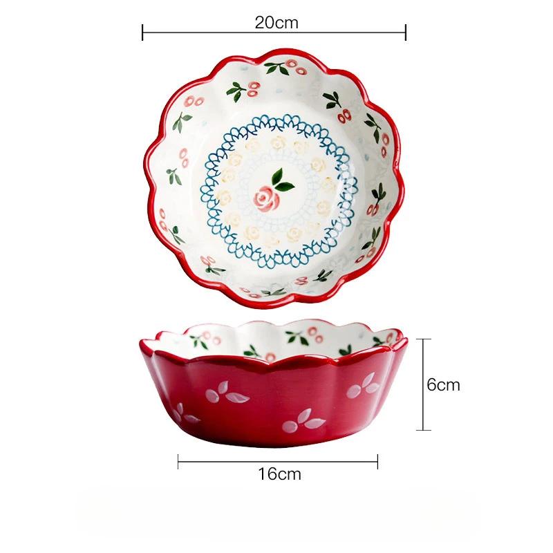 Japanese Style Breakfast Ceramic Bowl Cute Cherry Fruit Salad Bowl Home Dining Dessert Bowl