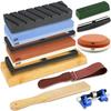 12-Piece Set: Double-Sided Whetstone, Knife Sharpening Stone, #400, #1000, #3000, #8000, Coarse, Medium, Finishing, Large, Surface Straightening, Knif