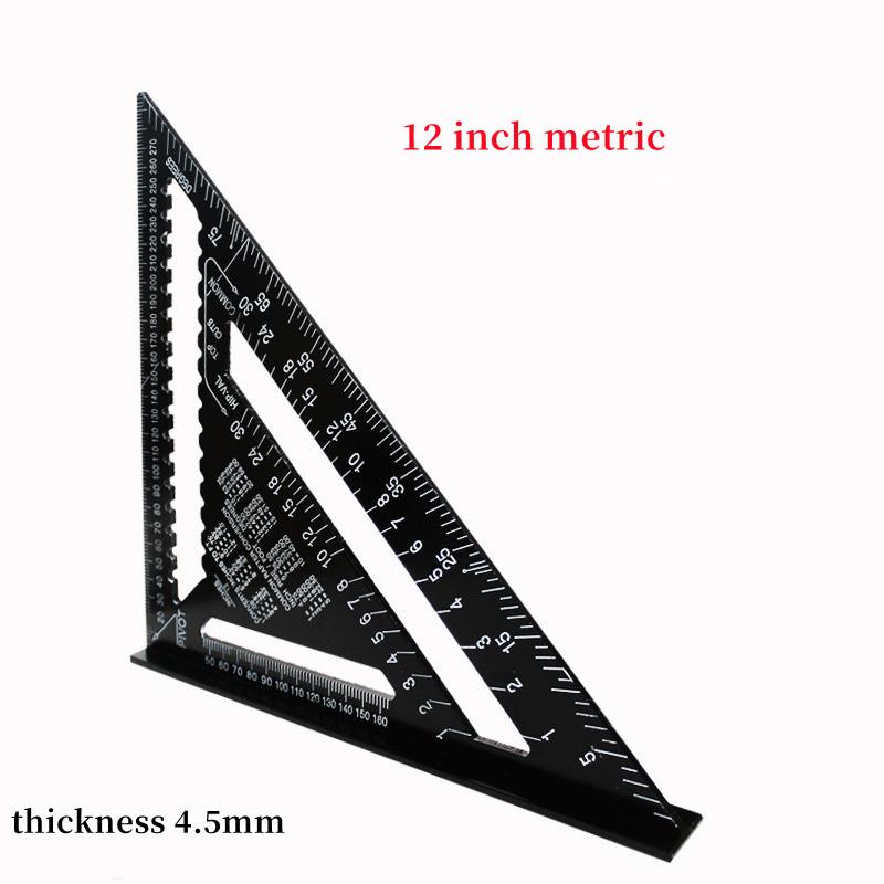 7'' /12" Triangle Ruler Carpenter Measuring Layout Tool Metric Alloy Metal Triangle Ruler Protractor for Woodworking Tools