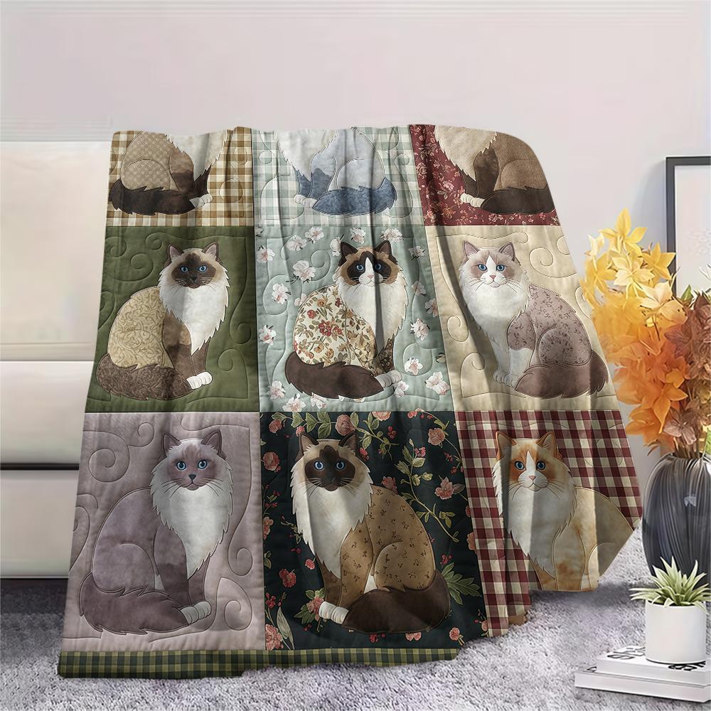 Nine grid dog cat fabric Print Flannel Blanket,High quality Comfortable for All Seasons,Home Decor,Warmth and Comfort,Perfect for Christmas Gifts