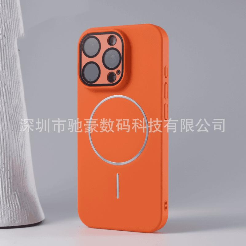 Матовое тонкое кольцо с магнитной притяжкой подходит для iPhone 16, однотонный чехол для телефона с ощущением кожи, Apple 15, всестороннее покрытие объектива, высокая чувствительность 14.