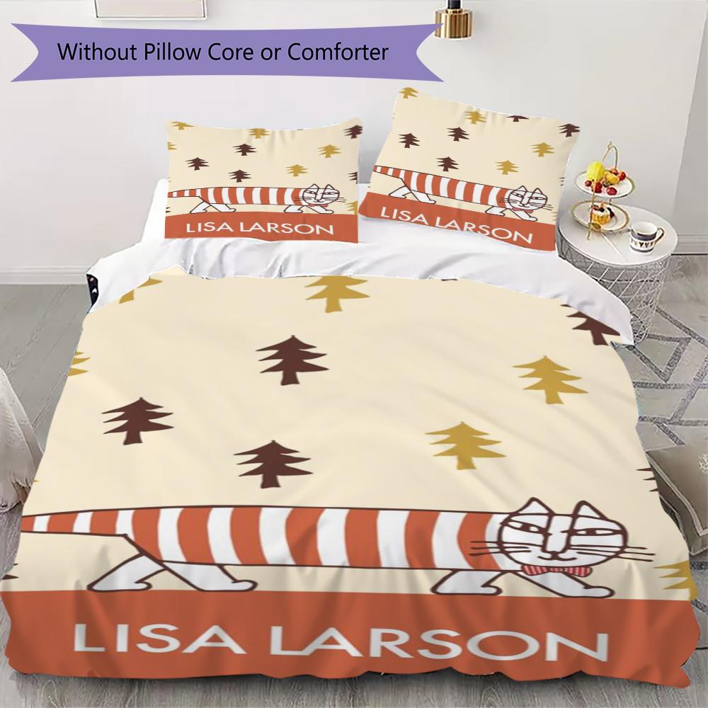 Lisa Larson Pattern Bedding uilt Set uilt Cover Pillowcase Home Decoration Birthday Gift (1 * duvet cover + 2 * pillowcase without core)67