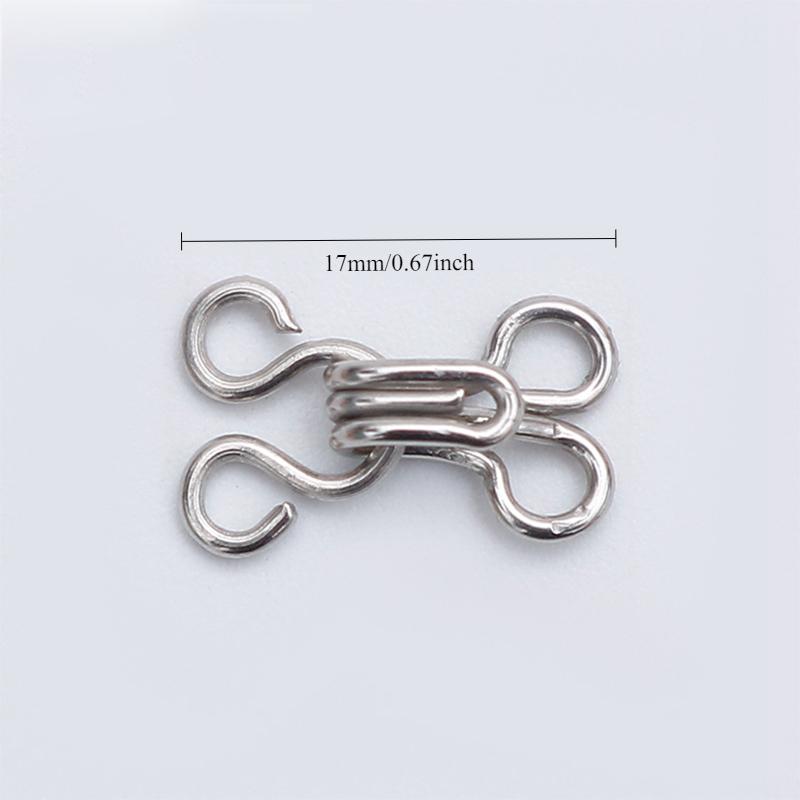 100 пар швейных крючков и петель для застежки для бюстгальтеров, одежды, брюк, юбок, для шитья, рукоделия, серебристые