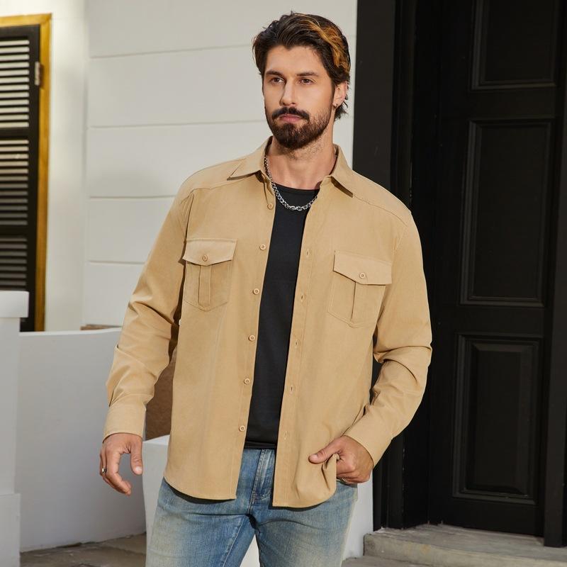 Button Up Long Sleeve Shirts for Men Lightweight Chambray Work Shirts With Pockets Men's Casual Relaxed Fit Dress Shirts Comfortable Western Shirt