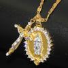 2021 Gold Color Crystal Cross +virgin Mary Necklaces for Women Men Religion INRI Crucifix Jesus Chain Pendant Necklace Jewelry Gifts