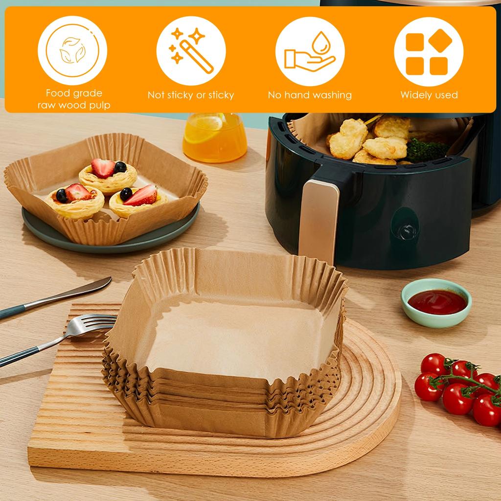 50/100pcs-Air Fryer Paper Non-Stick Kitchen Baking Airfryer Mat Oilproof Micro-wave Barbecue Pad Baking Paper Liner Accessories