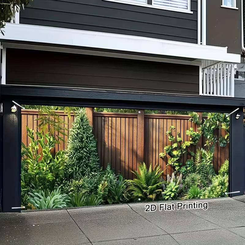 2D American Suburban House Mixed Shrub Patio Decor Backdrop