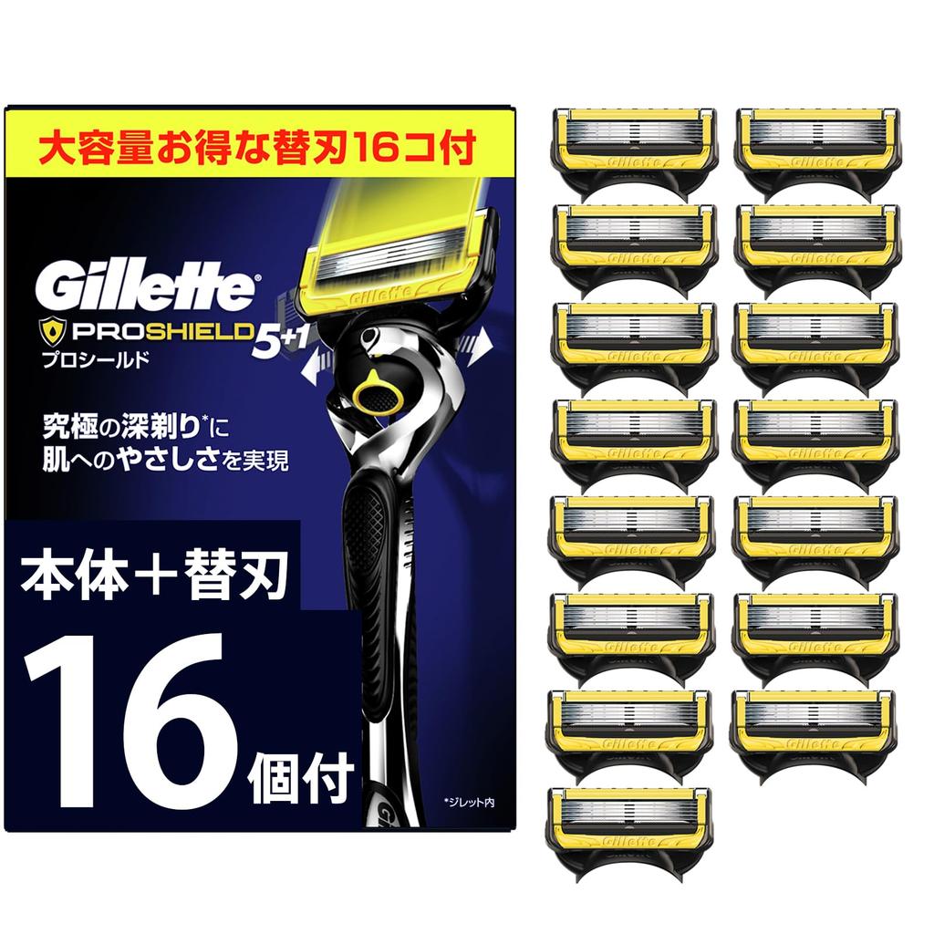 Gillette Shaving Replacement 16 Pieces Close Proshield Body, Blades, Razor, Men's, Shave, Skin-friendly,