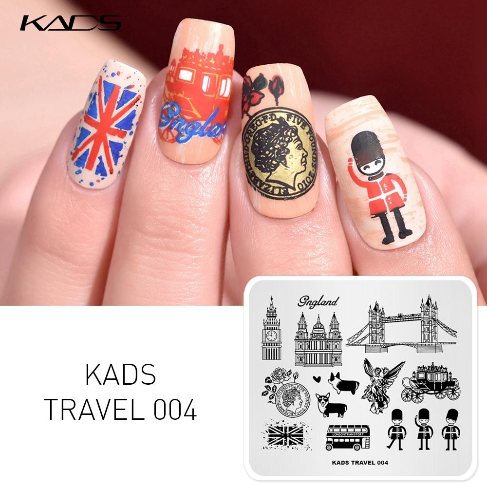 kads Путешествие 004, Англия, ориентир, солдат, милая коротконогая собачья карета, шаблоны для дизайна ногтей, DIY изображение, пластина для штамповки ногтей