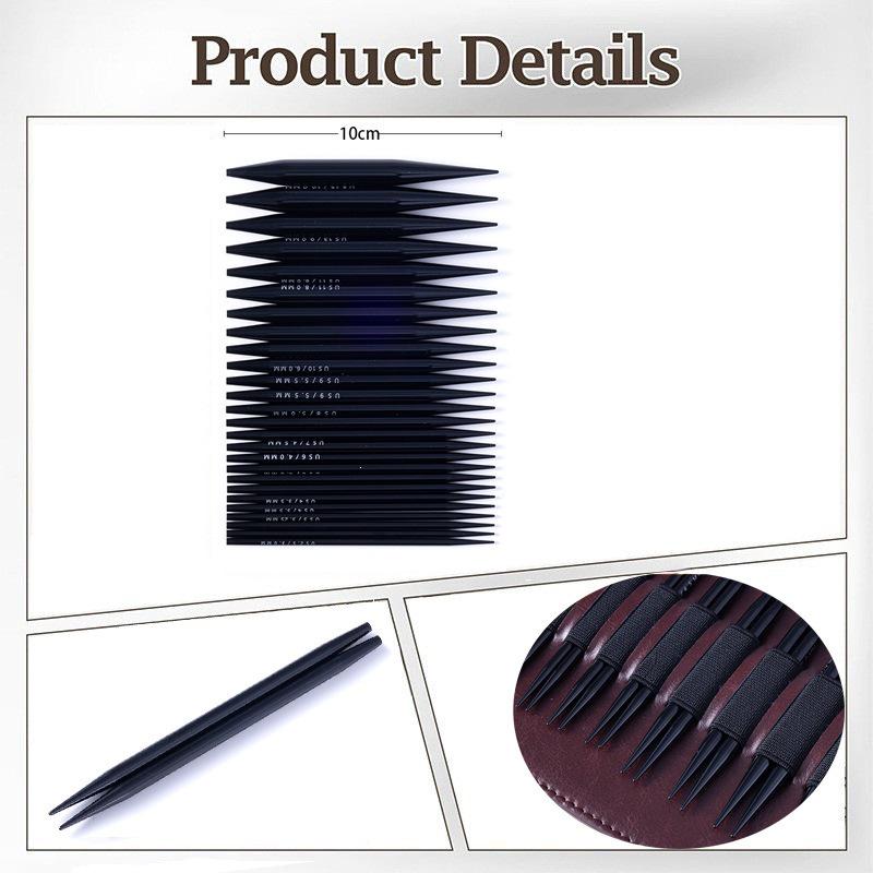 Black Anodized Aluminum Interchangeable Circular Knitting Needles Set (3.0-10.0mm)