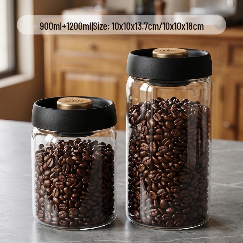 Ankou Airtight Vacuum Glass Jar for Coffee, Tea, and Food Storage