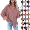 Women's Casual Solid Color Lapel Long Sleeve Corduroy  Jacket