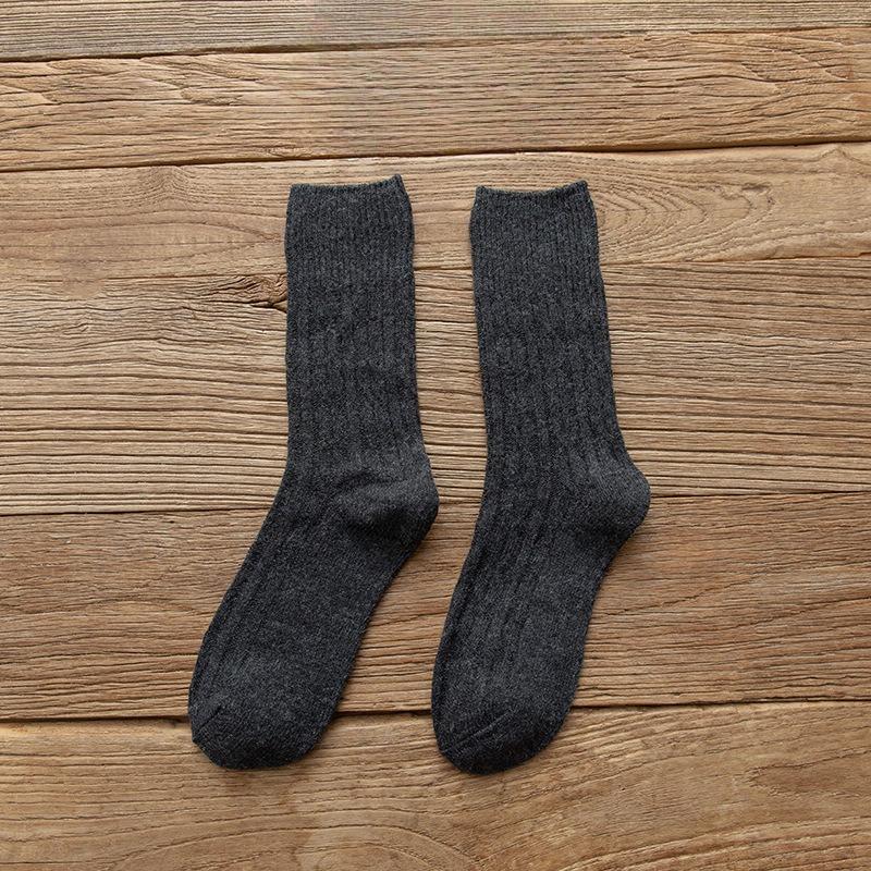 Women's Winter Thickened Warm Wool Socks, Solid-color Pile Socks, Double-needle Women's Socks, High-top Cotton Socks