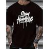 Европейский размер Мужская футболка с принтом "Stay Humble" - Повседневная и стильная, дышащая, с буквенным принтом