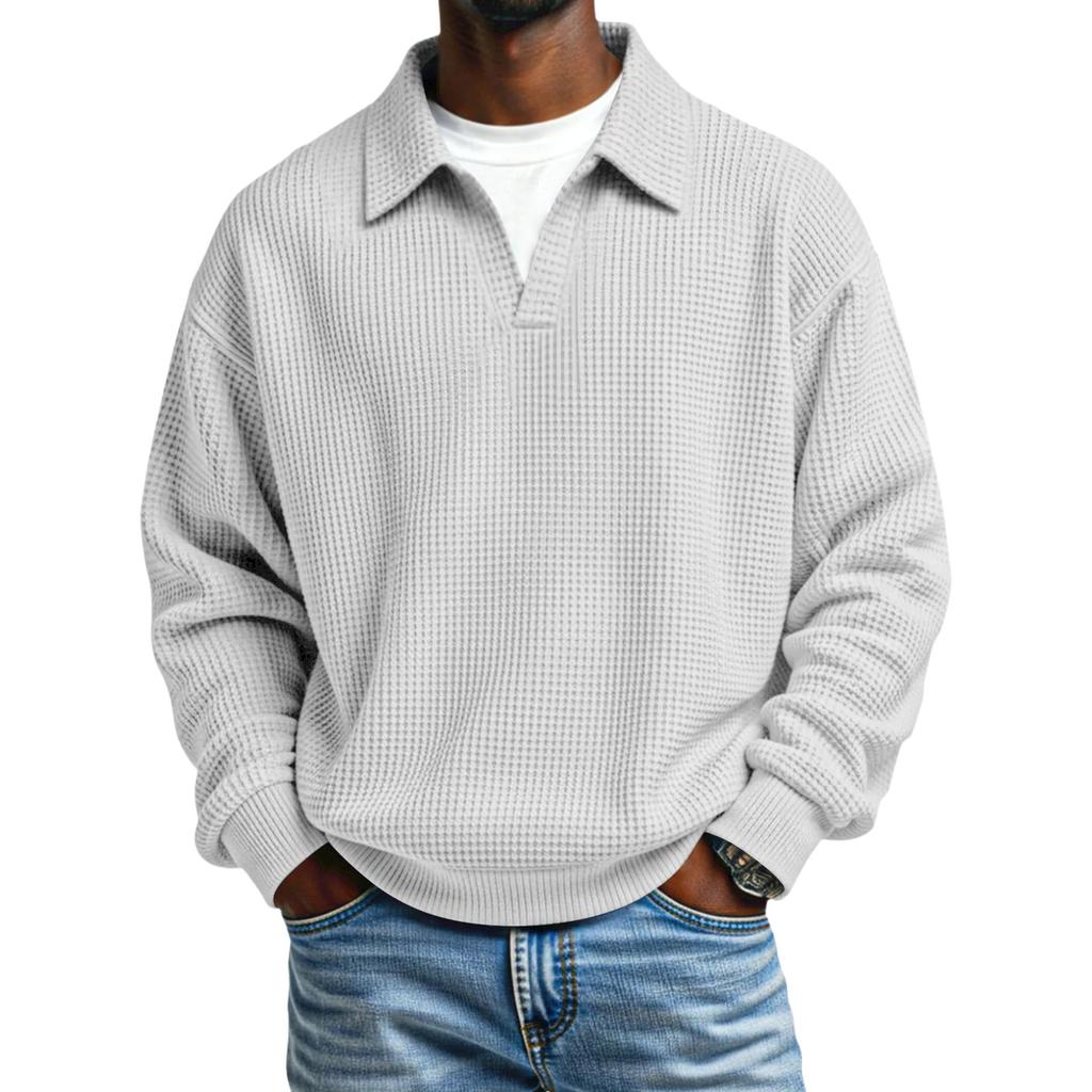 Men's Collarless Casual Sweatshirt Without Buttons