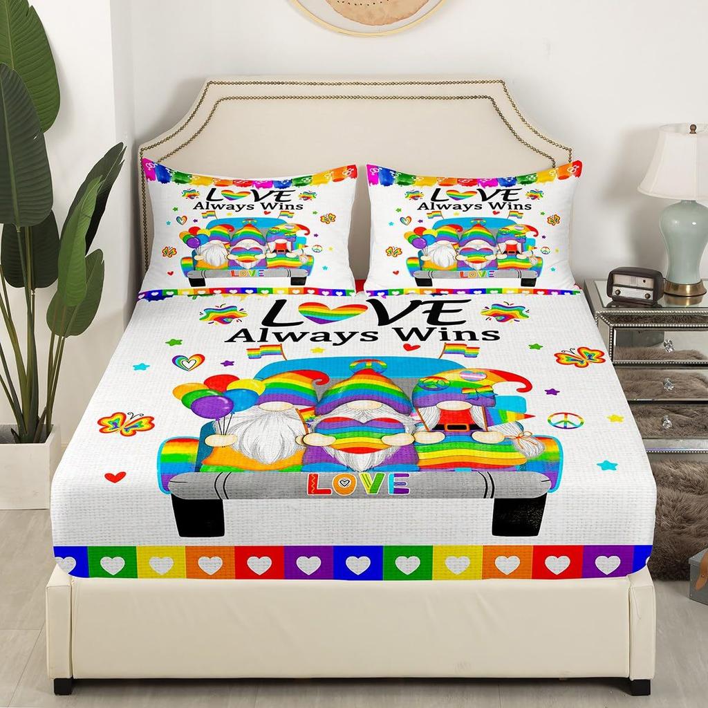 Мультяшный узор из костей Шапка на кровать из трех частей Цифровая печать Постельное белье Шапка на кровать Набор из трех частей Дети и взрослые