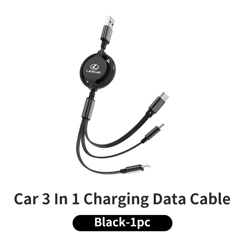CKU5 Car 3-in-1 Charger Data Cable Type C USB Interface Charging Line Interior For Lexus CT ES GS NX IS250 CT200h IS300h ES300h RX400