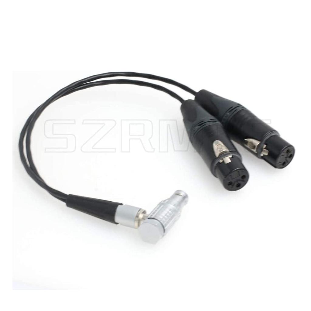 SZRMCC Atomos Shogun Inferno Monitor Recording Microphone Audio Breakout Input Cable Right Angle 10-Pin Male To Dual XLR 3-Pin Female (Right Angle)