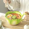 Crank Ceramic Cabbage Instant Noodle Soup Bowl Household Fruit Salad 2025 New Tableware Handle Bowl