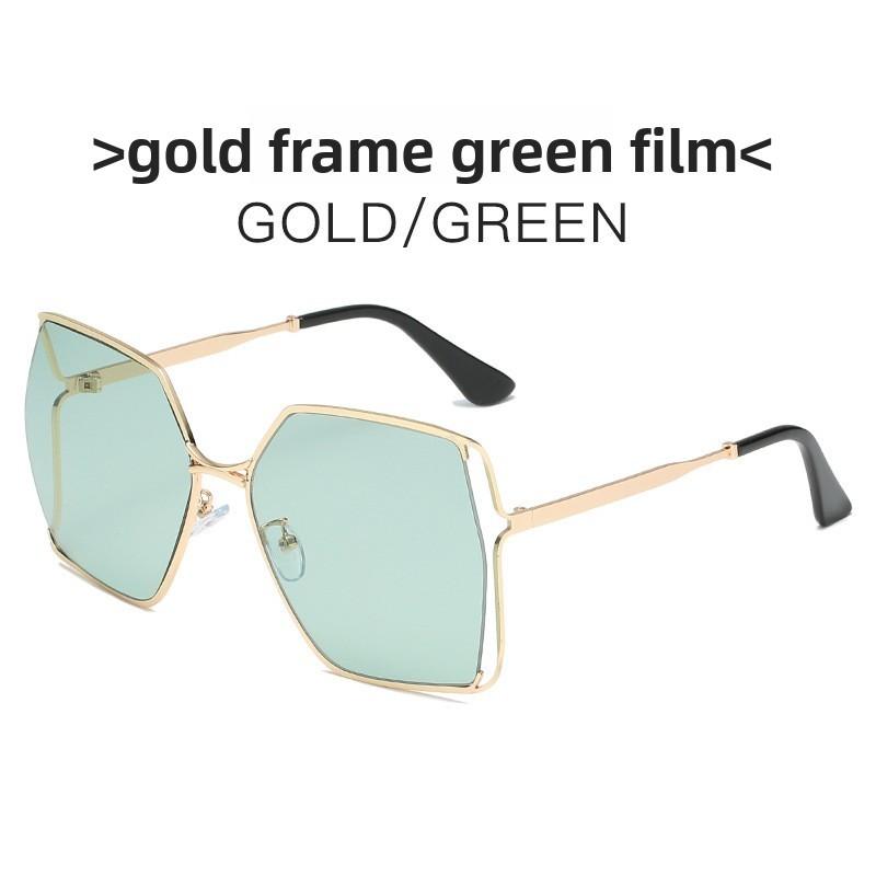 G Casual Chic Square Frame Sunglasses With Gradient Green Lenses For Outings
