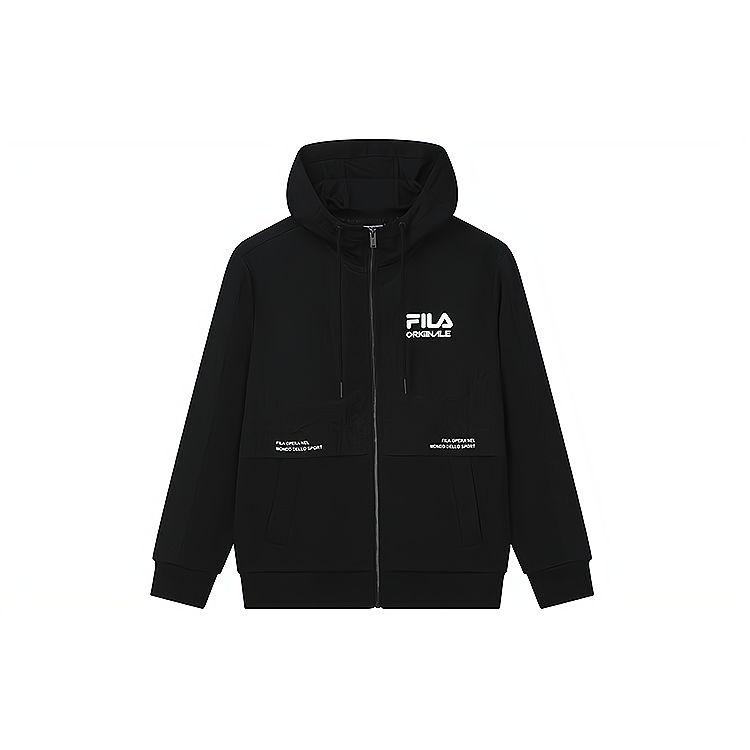 Fila Вязаная куртка с капюшоном с принтом логотипа Мужские куртки Черный F11M229501FBK