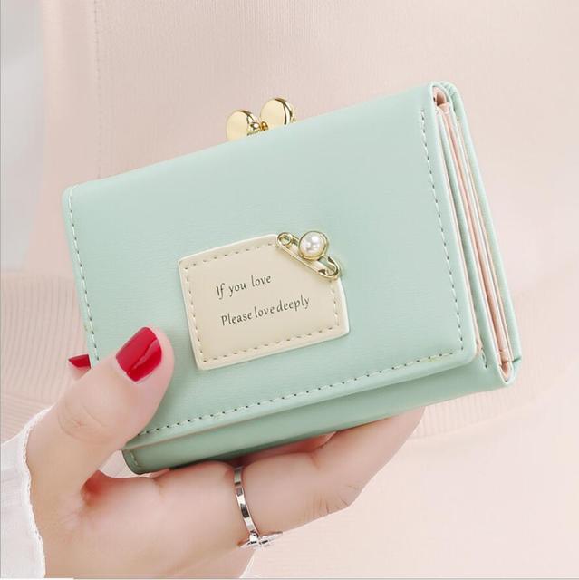Women Wallets Female Short Design Fashion Three Fold Purse Simple Cute Student Clutch Card Holder Coin Purse