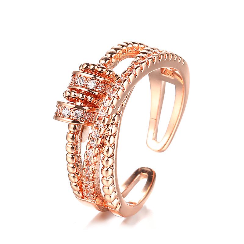 Women's Trendy Double-Layer Zircon Open Finger Ring - Anxiety Relief