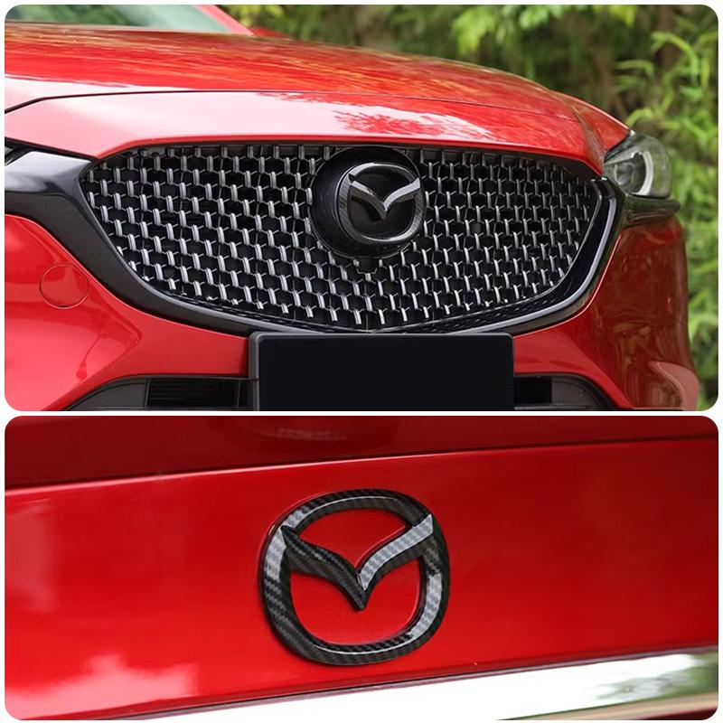 LGIY9 Значок на переднюю решетку автомобиля, эмблема на багажник для Mazda 3 Axela Atenza 17-20, наклейки на кузов, аксессуары из углеродного волокна, передние, задние