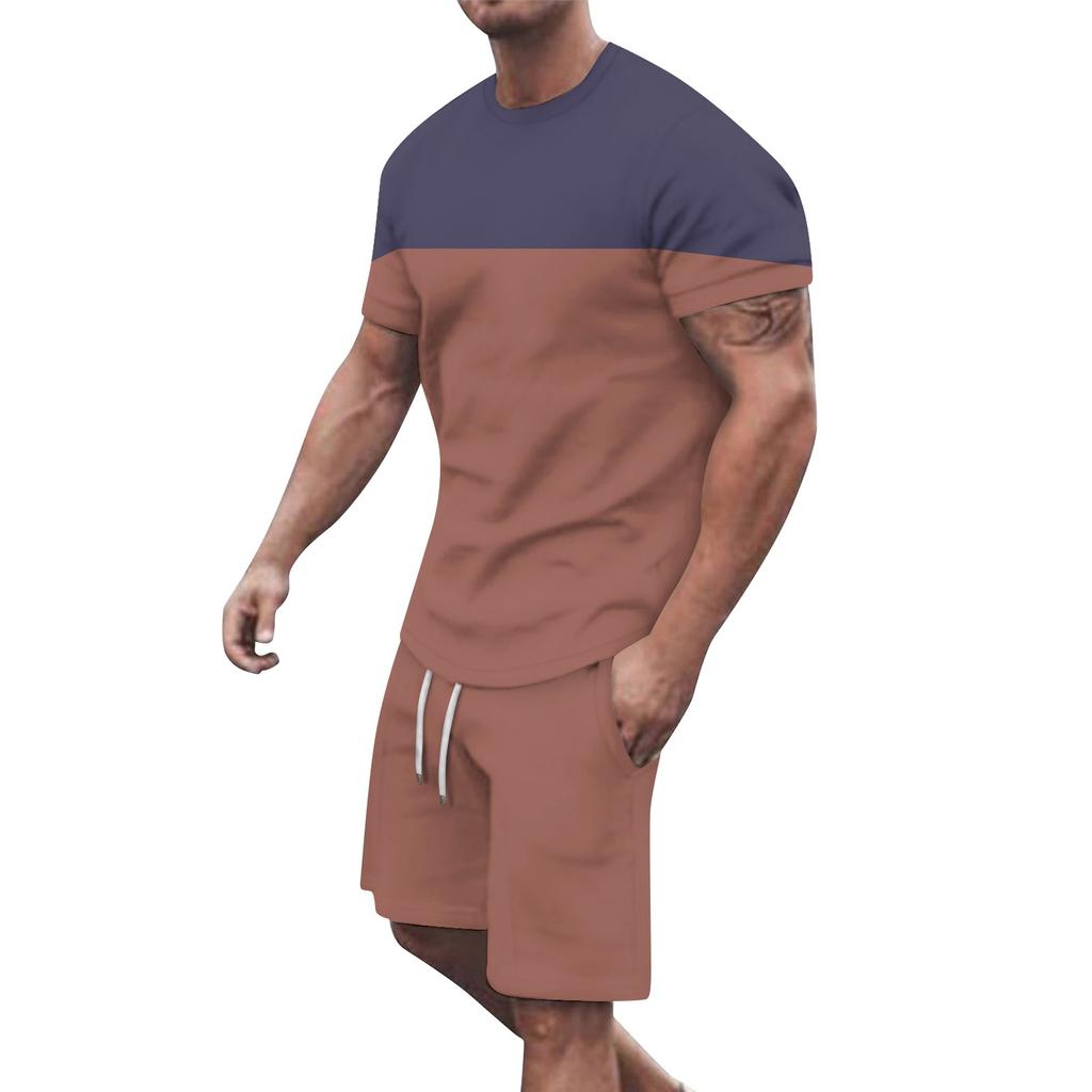 Мужские однотонные шорты с короткими рукавами и открытыми плечами, дышащий мужской повседневный комплект из 2 предметов