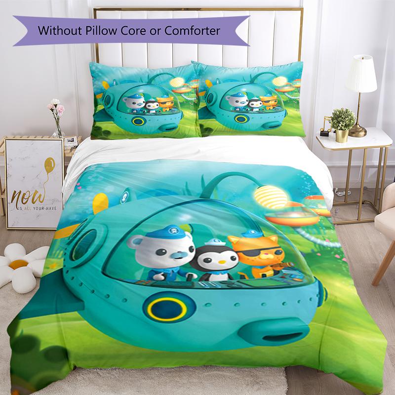 3pcs Octonauts Bedding Set Duvet Cover Closure Includes 1 Duvet Cover & 2 Pillowcases, Soft and Comfortable for All Seasons.