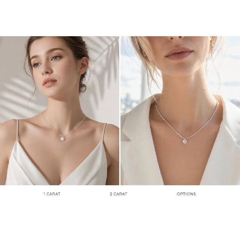 Women's S925 Sterling Silver Sparkling Cauliflower Moissanite Necklace Six-Prong Minimalist Luxury Fashion Clavicle Chain
