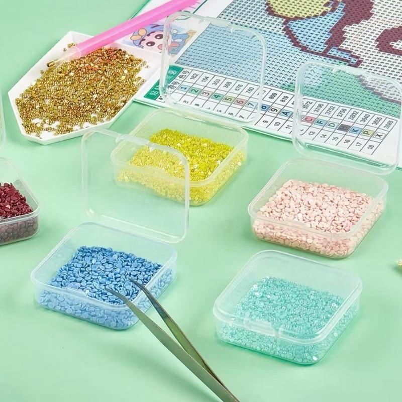 Контейнер для хранения и сортировки бобов, Прозрачный контейнер для классификации и упаковки, Пластиковый контейнер для бобов, Маленькая квадратная коробка, Набор коробок