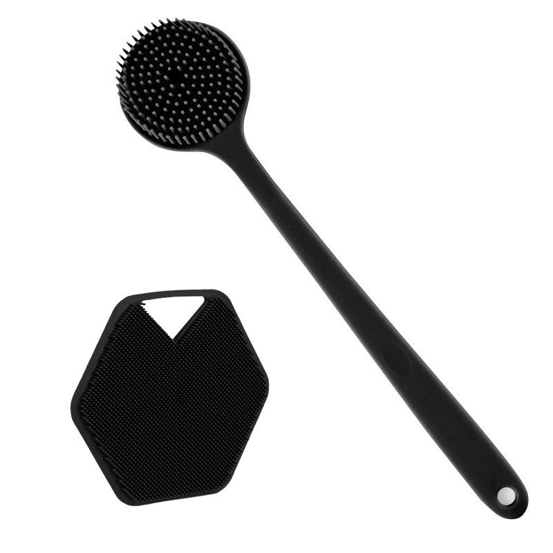 Двусторонняя силиконовая щетка для ванны и спины с длинной ручкой