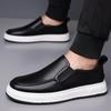 Офисные туфли без застежек на плоской подошве для отдыха и прогулок, мужские туфли для вождения, нескользящие туфли для ходьбы на открытом воздухе, мокасины, повседневная кожаная обувь для мужчин