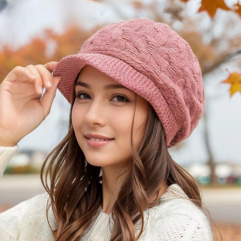 Women's Fashionable Winter Ear Protection Cashmere Wool Hat with Velvet Lining