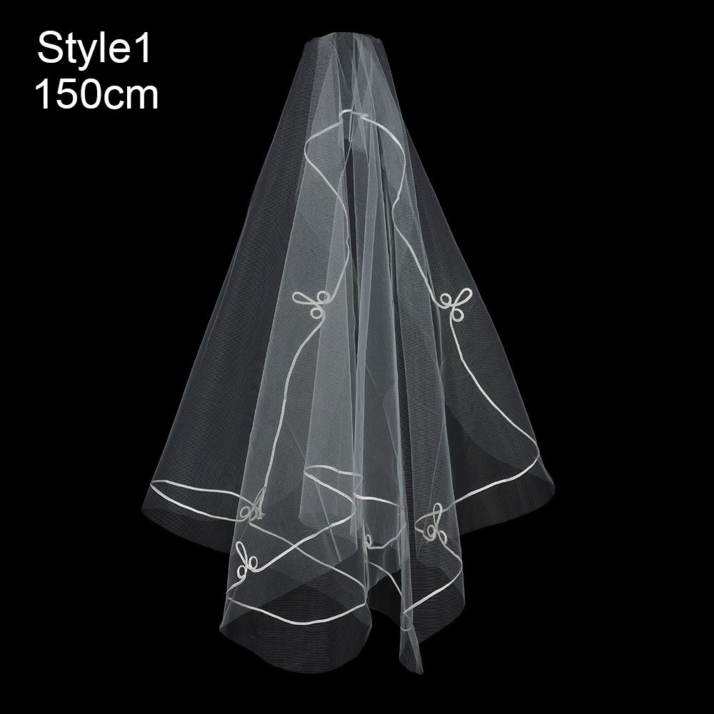 Accessories Photo Veil Short Simple White Ivory Women's Tulle Wedding Veil Lace Edge Bridal Veil