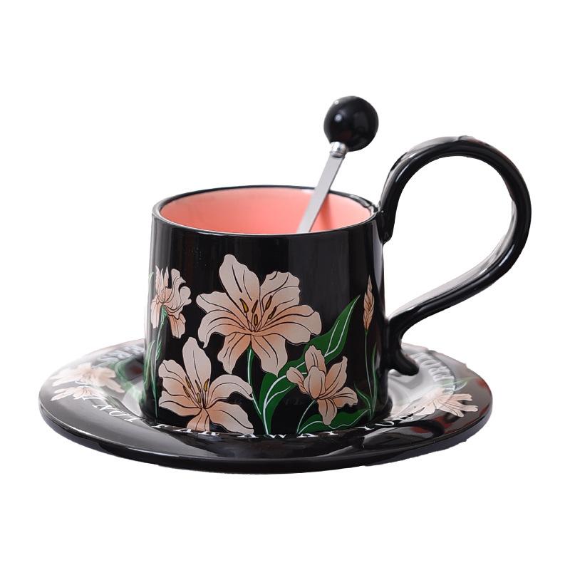 High Ear Coffee Cup Saucer Set Gift Box for Women's High Quality Ceramic High End Light Luxury Exquisite Afternoon Tea Cup with Spoon