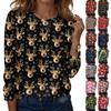 Women's Christmas Printed Round-neck Loose Long-sleeved Top